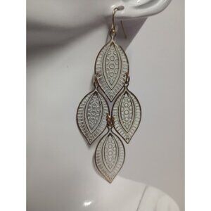 White Leaf Chandelier Earrings